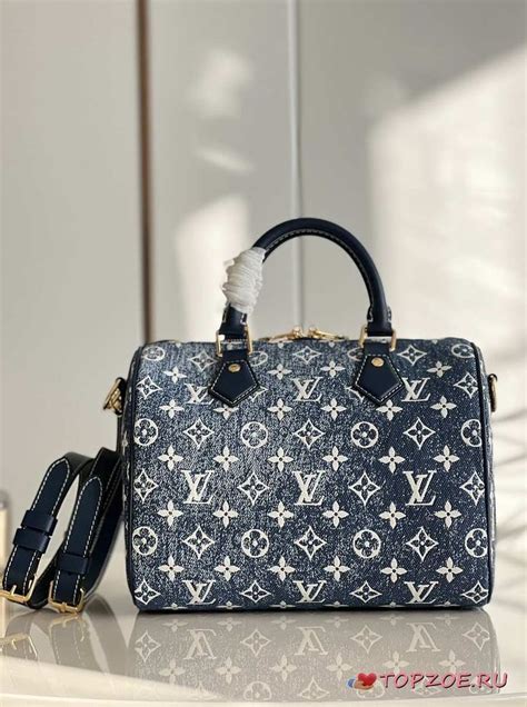 Speedy bandoulière handbag Louis Vuitton Black in Denim